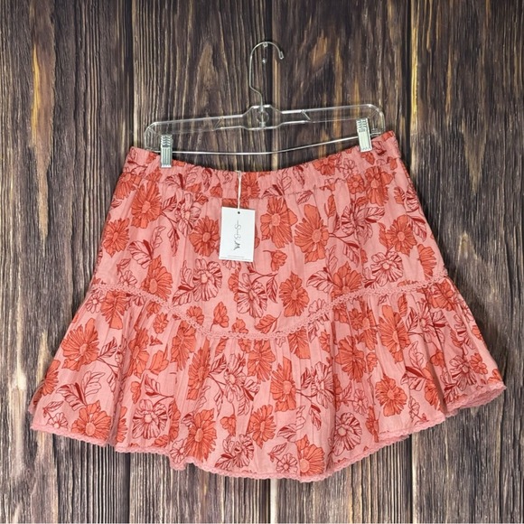 Jessica Simpson Womens Flowers 2 Piece Sleeveless Top Pleated Skirt Set Sz L - Picture 4 of 14